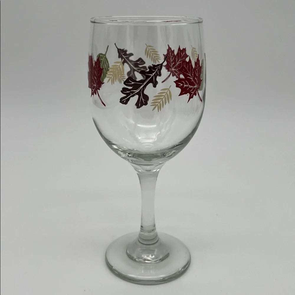 Vintage Libbey Fall Autumn Leaves Wine Glasses 10oz (Set of 6)